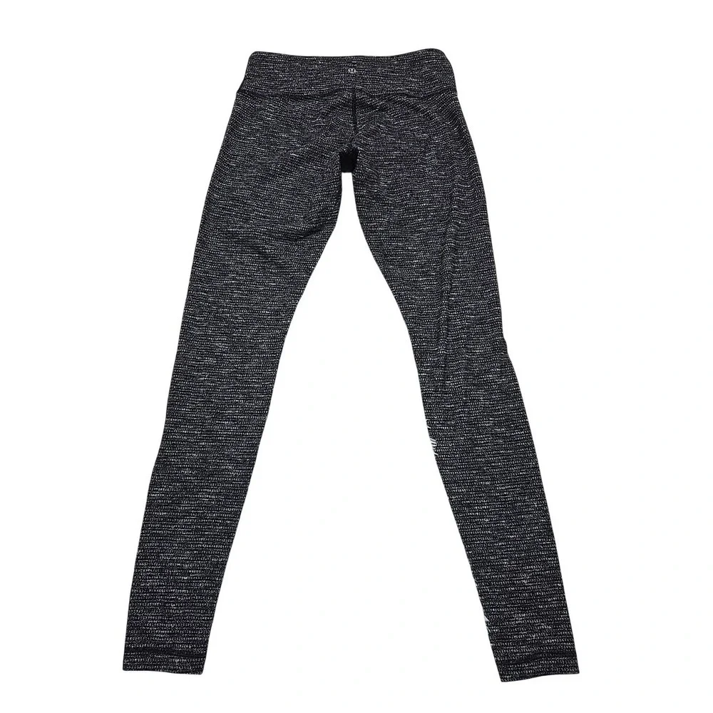 Lululemon Wunder Under Pants Coco Pique Black Leggings Full Length Size 8‎